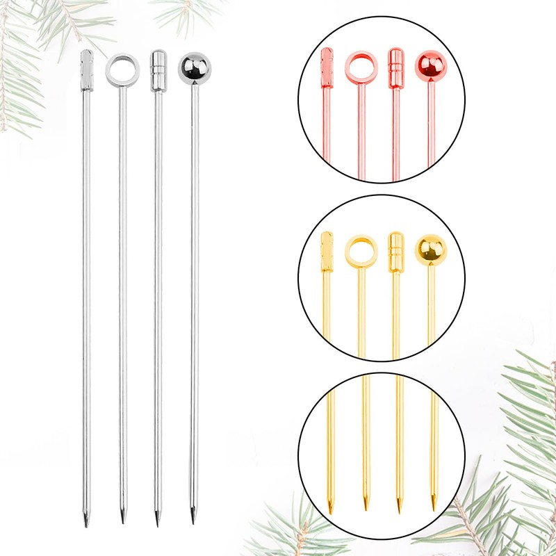 Luckious 12 Pack Stainless Steel Cocktail Picks - Reusable Metal