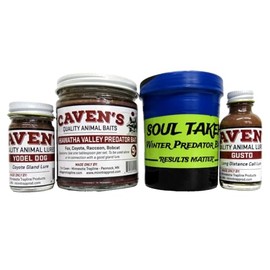Generic Predator Trapping Bait and Lure Kit 4 Piece Soul Taker Hiawatha Valley Gusto Yodel Dog K-24