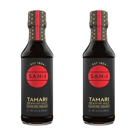 San-J - Gluten Free Tamari Soy Sauce - Specially Brewed - Made with 100% Soy - 10 oz. Bottles - 2 Pack