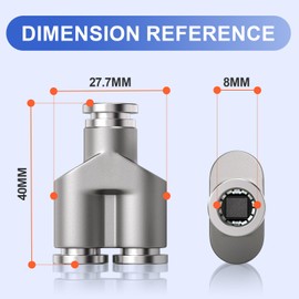 Bwintech 2 Pcs 8mm 3 Way Y Splitter Push to Connect Pneumatic Fitting,3 Way Stainless Quick Release PY Air Line Adapter