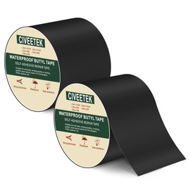 Waterproof Butyl Tape 2-Pack 4in x 33ft Black Sealant Tap Joist Tape for Decking, Outdoor All Weather Rubber Butyl Leakproof Tape for Pipe RV Awning Sail Metal Roof Window Sealing