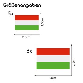 Finest Folia Set of 8 country stickers, flag, country flag, weatherproof, RC car, motorcycle, sticker, bicycle sticker, model making, R028 (Hungary)