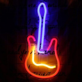 YSMNDE Guitar Neon Sign for Wall Decor, Guitar Neon Lights for Bedroom Home Bar Club Hotel Pub Cafe Decoration, Birthday Christmas Gifts, Festival Party LED Neon Light, Operated by USB