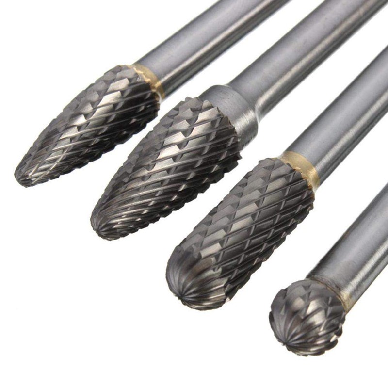 Wolfride 4pcs Long Shank Tungsten Carbide Burr Set 6mm Shank
