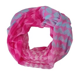 zarolo Women's Loop Scarf, Thin Tube Scarf, Round Scarf, Heart Pattern, Soft Viscose, pink