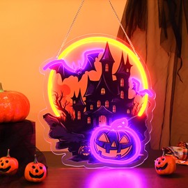 Spooky Skull UV Print Led Neon Signs For Wall Decor, Premium Acrylic LED Neon Light Hang With Metal Chain, USB Powered Beer Bar, Pub Store,Restaurant , Garage Bar, Shop Pub, Bistro, Party, Man Cave, Convenience Stores,USB Operated,Dimmable Switch 5V (15*