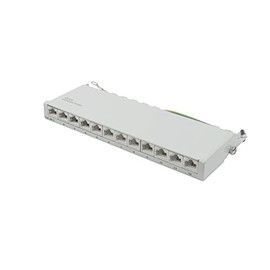 Good Connections Patch Panel - Desktop - Cat. 6A, 500 MHz - 10 GIGABIT Enabled - 12-Port - 0.5 U - STP Shielded - Tool-Free Opening - Light Grey (RAL7035)
