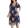Sun Dresses Women Plus Size Blue Floral Print Beach Cold
