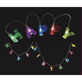 YEAMAR Multicolor Letter Happy Birthday LED String Lights Up Letter Birthday Party Hanging Decorations(5.5' Long) - LED Letters Lights for Birthday Decorations - Home Decor Birthday Party Supplies
