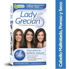 Tinte Shampoo Lady Grecian 5 Castaño a Negro Sin Amoníaco 120ml