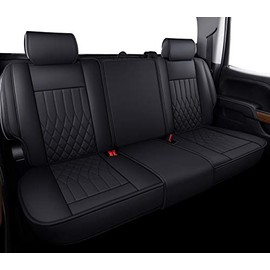 Aierxuan Silverado Sierra Car Rear Seat Covers with Waterproof Leather Fit for 2007-2025 1500 2500 HD 3500 HD Crew Double Extended Cab or Pickup Truck Black