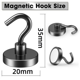 VNDUEEY 6 Pack Magnetic Hooks Heavy Duty 40lb Neodymium Magnetic Hooks Strong Magnetic Hooks for Hanging Black Magnetic Hooks for Cruise BBQ Locker Accessories Garage