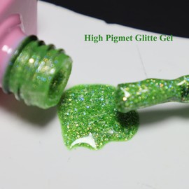 FZANEST Diamond Gitter Gel Nail Polish,Soak Off LED UV Gel Polish (Diamond Green)