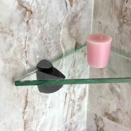 Dulles Glass Floating Shelf Brackets, Adjustable Clamps Heavy Duty, Black, For Glass, Wood, Acrylic Wall Mounted Shelf Support. 2 Pack.