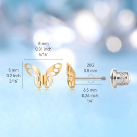 Limerencia Medical Titanium Earrings with Screw Back, G23 Hypoallergenic Health Stud Earrings, Nickel-Free Earrings for Women and Girls, Titanium