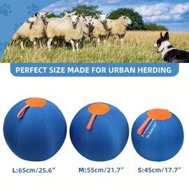 Polyester Dog Herding Ball Toy - 1pc Durable with Pump & Repair Kit, Large Breed Recommended, Solid Pattern for Interactive Play Training - Color: M-22inch