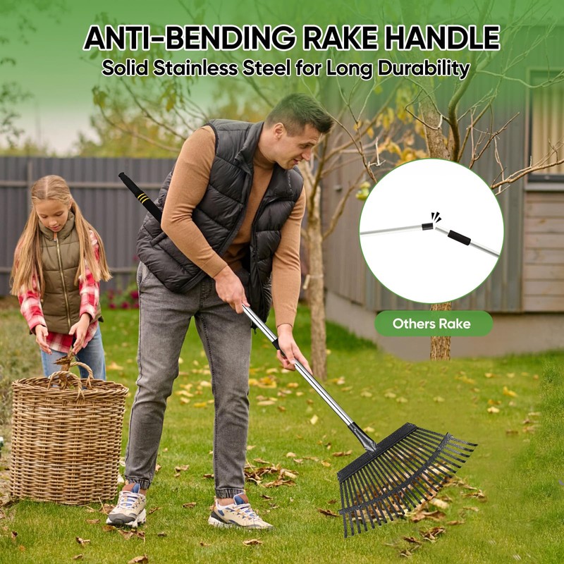 Coopvivi Rake Heavy Duty 6FT Long Garden Rake , 18.5