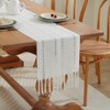 meioro Rustic Table Runner with Tassels, 33x183cm Farmhouse Boho Table