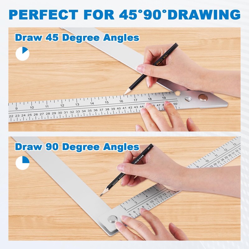 Meticuloso Folding Triangle Ruler 48inchs, Aluminum Framing Square Carpentry Squares