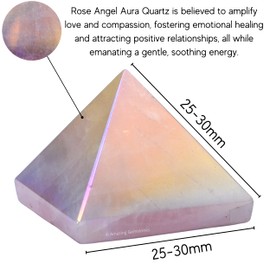 Angel Aura Rose Quartz Pyramid Crystal Healing Stones - 1" Great Pyramid Figurine of Natural Stone Pyramid for Meditation, Reiki, Chakra Balancing and Crystal Pyramids Grid