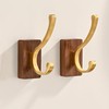 LECHYN 2 Pack Wooden Wall Hooks for Hanging, Adhesive Mounted
