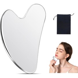 Gua Sha Facial Tools, Stainless Steel Guasha Scraping Massage Tool, Lymphatic Drainage Massage Scraper for Face, Eyes, Neck, Body, Guasha Board for SPA Acupuncture Therapy Trigger Point Treatment AA (A)