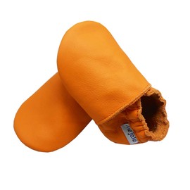 Mejale Baby Shoes Infat Newborn Soft Slip Sole Leather Shoes Boys Girls Moccasins Toddler Walker Slippers Shoes (0-6 Month) Orange