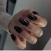 Uñas Postizas Negras de Presión, Tamaño Mediano, Forma de Ataúd,