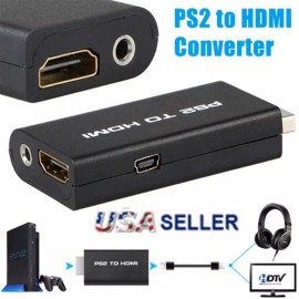 PS2 to HDMI Video Converter Adapter with 3.5mm Audio Output for HDTV Monitor US