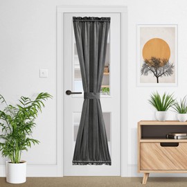 NICETOWN Velvet Door Curtain for Living Room 72 inches Long Blackout Window Curtain Drapery Home Decor Kitchen Living Room French Door Curtain for Bathroom, W25 x L72, Grey, 1 Panel