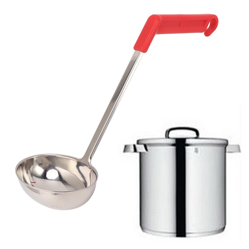 Soup Ladle Stainless Steel Anti Scald Multifunctional Curved Handle Kitchen