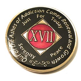 Recovery Line 17 Year NA Black and Red Tri Plate Medallion -Chip, Coin, Token