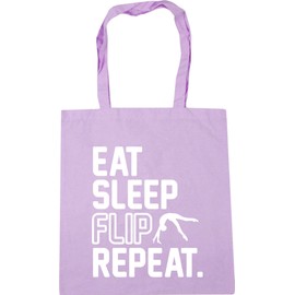 Hippowarehouse Eat Sleep Flip Repeat Gymnastics Gymnast Tote Shopping Gym Beach Bag 42cm x38cm, 10 litres
