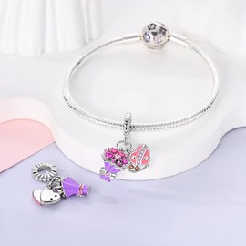 MULA 925 Sterling Silver Charms for Bracelets and Necklaces Lipstick and Bag Dangle Pendants Tower Camera Beads Charms Jewelry Gift for Women Girls