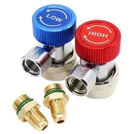 OCR R134A Quick Coupler Connector Adapter, High & Low Adjustable with 1/4" Male Flare