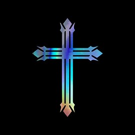 Double Line Cross Decal Vinyl Sticker Auto Car Truck Wall Laptop | Holographic | 4" x 5.5"