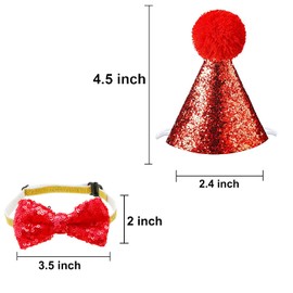 Christmas Pet Party Jazz Hat and Blingbling Bow Tie Breakaway Collar Set, Adjustable Headband for Kitten Puppy Small Dogs Cats