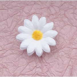Ruwado 50 Pcs Daisy Flower Head 4 CM Artificial Chrysanthemum Silk Sunflowers for Wedding Bride Party Home DIY Crafting Decoration (White)