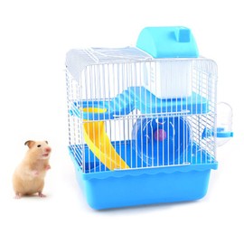Hamster Cage, Portable 2 Tier Hamster Cage - Ideal Home for Small Animals (Blue)