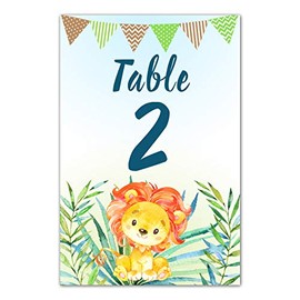 12 Table Number Cards Lion Cub Watercolor - Tables 1 to 12-4x6 inches