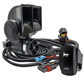 OZ-USA Air Horn 150dB with Built-In Air Compressor Plug and Play Power Busbar Plug Wire Harness Kit Compatible with Polaris Pulse Power Bus Bar RZR Turbo General Ranger Crew XPEDITION XP ADV 2018-2024