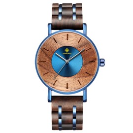 RORIOS Watch Wooden Watch, Men's, Natural Wood, Popular, Unique, Made in Japan, Quartz, Lightweight, Minimalist, Wood Watch, Travel, Stylish, Casual, Business, Business Trips, Commutes, School, Walnut