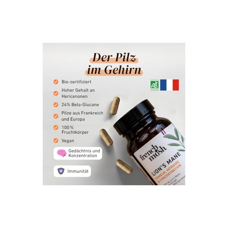 French Mush Lion's Mane Bio 8000 mg - 56 Kapseln