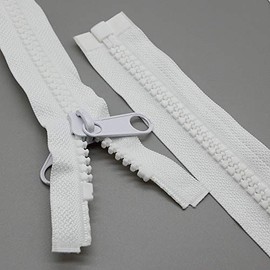 SHUNLI 114Inch #10 Separating Plastic Zippers with Double Pull Slider White