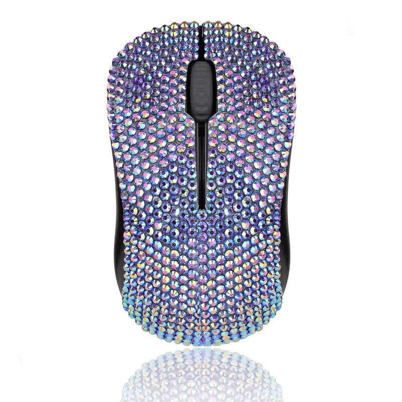 Luxury Bling Rhinestone Compact Wireless Keyboard Mouse, 2.4GHz Ultra Thin
