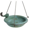 Ancient Graffiti Ceramic Teal Round Hanging Bird Bath