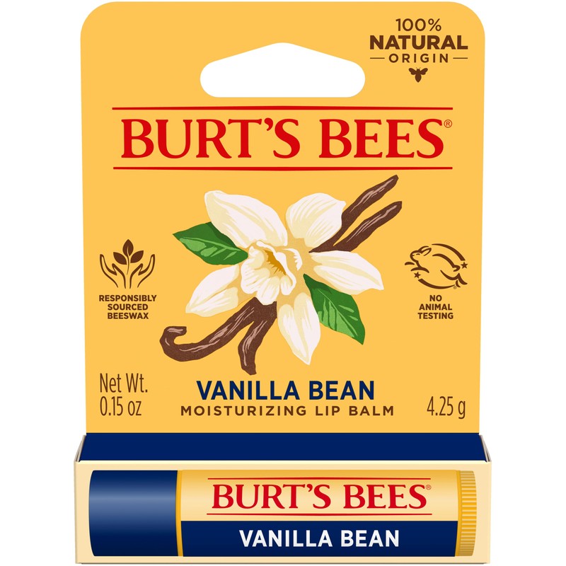 Burt's Bees Bálsamo labial 100 por ciento natural, vainilla bean,