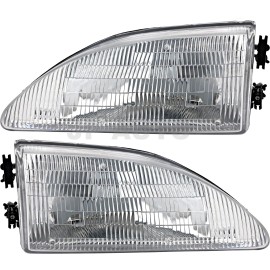 jpautowholesale For 1994-1998 Ford Mustang Headlight Halogen Set Driver and Passenger Side