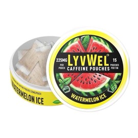 Lyvwel Caffeine Pouch - 225mg Caffeine Energy Drink Pack for Energy and Nootropic Support Beverage Traditional - Flavour: Watermelon