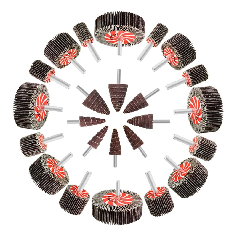 TOVOT 24PCS Mounted Flap Wheels Assortment Kit with 1/4" Mandrel